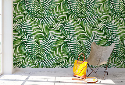 Tapety Tropické listy Watercolor tropical palm leaves seamless pattern. Vector illustration tropical opakovaný vzor listy palma